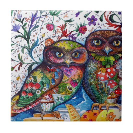 Mittelalterliche Eulen 1 Fliese (Vorderseite)