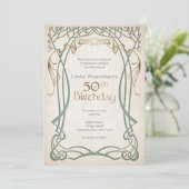 Mittelalterliche Fantasie 50. Geburtstag Einladung (Stehend Vorderseite)