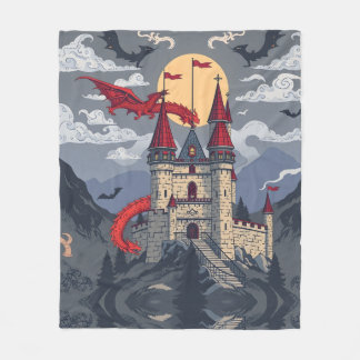 Mittelalterliche Fantasie: Drache und Schloss Fleecedecke