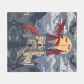 Mittelalterliche Fantasie: Drache und Schloss Fleecedecke (Vorderseite (Horizontal))
