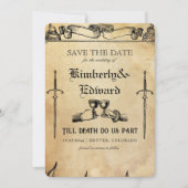 Mittelalterliche Fantasie Mittelalter Gravur Save The Date (Vorderseite)