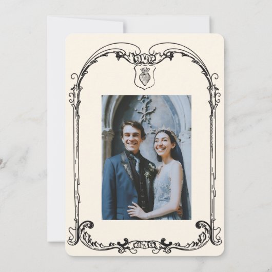 Mittelalterliche Fantasie Mittelalter Gravur Save The Date (Rückseite)