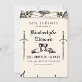 Mittelalterliche Fantasie Mittelalter Gravur Save The Date (Vorderseite)