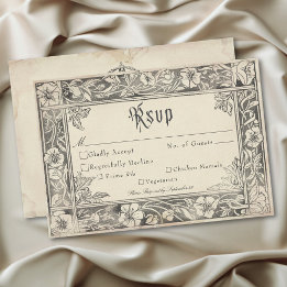 Mittelalterliche Fantasy Brautschwarz-Radierung Ho RSVP Karte