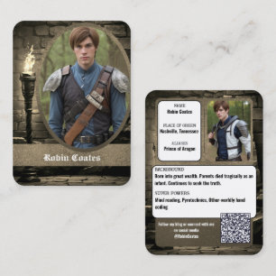 Mittelalterliche Fantasy-Cosplay-Coscards   QR-Cod Visitenkarte