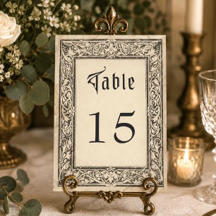 Mittelalterliche Fantasy Schwarze Vintage-Radier H Tischnummer