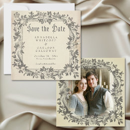 Mittelalterliche Fantasy Vintage Schwarze Radierun Save The Date
