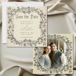 Mittelalterliche Fantasy Vintage Schwarze Radierun Save The Date