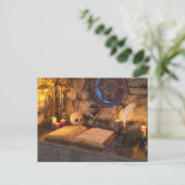 Mittelalterliche Fantasy-Zauberer-Studie Feiertagspostkarte (Stehend Vorderseite)