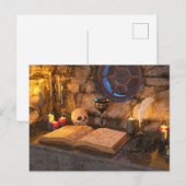 Mittelalterliche Fantasy-Zauberer-Studie Feiertagspostkarte (Vorne/Hinten)