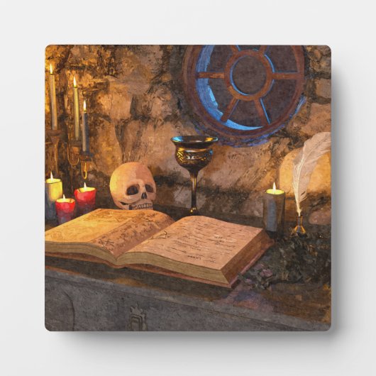 Mittelalterliche Fantasy-Zauberer-Studie Fotoplatte (Vorderseite)