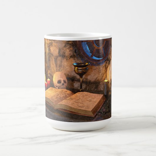 Mittelalterliche Fantasy-Zauberer-Studie Kaffeetasse (Mittel)