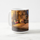 Mittelalterliche Fantasy-Zauberer-Studie Kaffeetasse (Vorderseite Links)