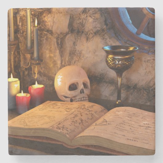 Mittelalterliche Fantasy-Zauberer-Studie Steinuntersetzer (Vorderseite)