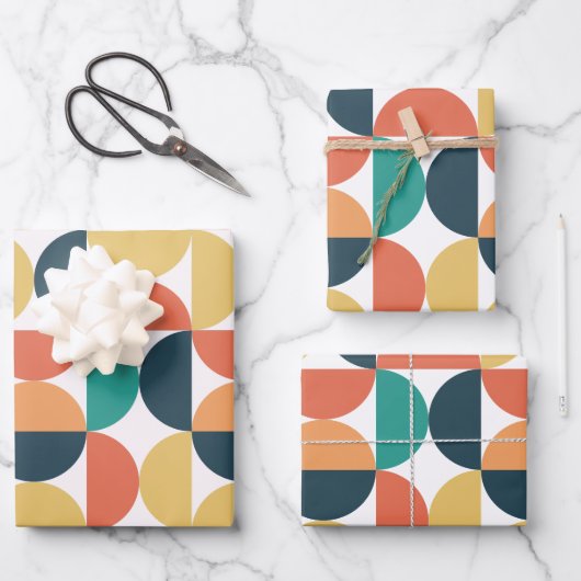 Mittelalterliche Farbenpracht Modernes Abstraktes Geschenkpapier Set (Vorderseite)