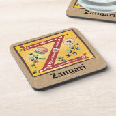 mittelalterliche florale Andeutung Z Monogramm Getränkeuntersetzer (Linke Seite)