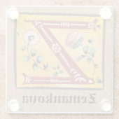 mittelalterliche florale Andeutung Z Monogramm Glasuntersetzer (Rückseite)