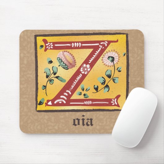 mittelalterliche florale Andeutung Z Monogramm Mousepad (Mit Mouse)