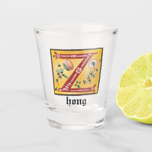 mittelalterliche florale Andeutung Z Monogramm Schnapsglas