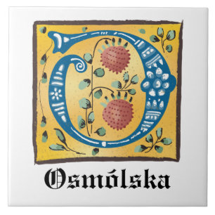 mittelalterliche florale Illumination Letter O Mon Fliese