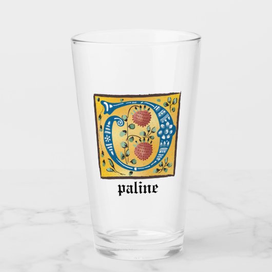 mittelalterliche florale Illumination Letter O Mon Glas (Vorderseite)