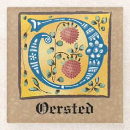 mittelalterliche florale Illumination Letter O Mon Glasuntersetzer