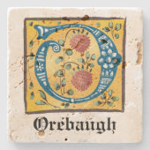 mittelalterliche florale Illumination Letter O Mon Steinuntersetzer (Vorderseite)
