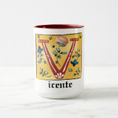 mittelalterliche florale Illumination Letter V Mon Tasse (Zentrum)