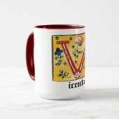 mittelalterliche florale Illumination Letter V Mon Tasse (Vorderseite Links)