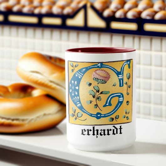 mittelalterliche florale Tasse Letter G Monogramm