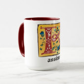 mittelalterliche florale Tasse Letter K Monogramm (Vorderseite Links)