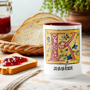 mittelalterliche florale Tasse Letter K Monogramm