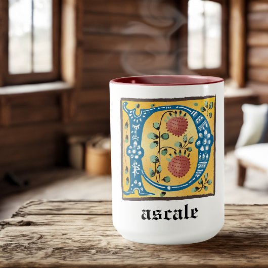 mittelalterliche florale Tasse Letter P Monogramm