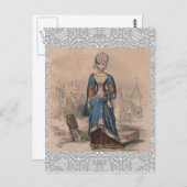 Mittelalterliche französische Mode-Adelige Kostüms Postkarte (Vorne/Hinten)