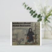 Mittelalterliche Frau, die sich mit Katze dreht Postkarte (Stehend Vorderseite)