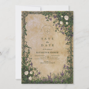 Mittelalterliche Gartenromanze-Hochzeit Save The Date
