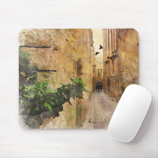 Mittelalterliche Gasse Alte Gebäude Farbe Mousepad (Mit Mouse)