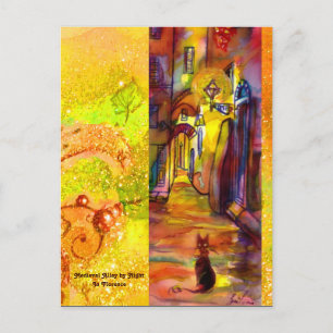 MITTELALTERLICHE GASSE BEI NACHT IN FLORENZ POSTKARTE