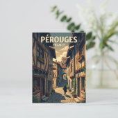 Mittelalterliche Gasse von Pérouges Frankreich Postkarte (Stehend Vorderseite)