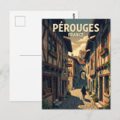 Mittelalterliche Gasse von Pérouges Frankreich Postkarte (Vorne/Hinten)