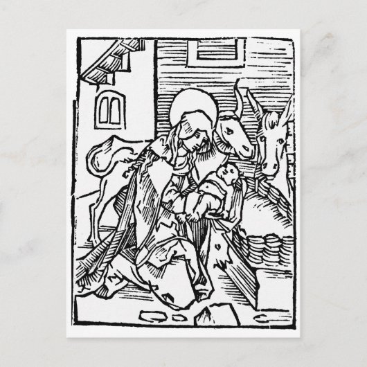 MITTELALTERLICHE GEBURT CHRISTIS-WEIHNACHTSkarte Feiertagspostkarte (Vorderseite)