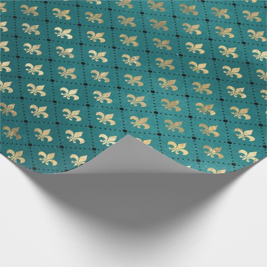 Mittelalterliche Gold Rüstung Aquamarin Elegantes Geschenkpapier (Ecke)