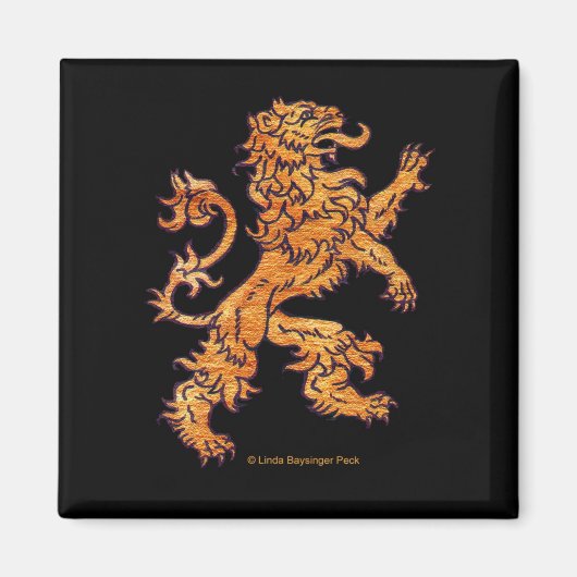Mittelalterliche goldene Löwe in Schwarz Magnet (Vorne)