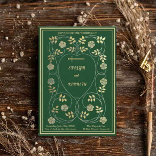 Mittelalterliche Goldflorenkärte und Hochzeit mit Einladung