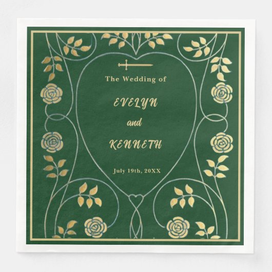 Mittelalterliche Goldflorenkärte und Hochzeit mit Serviette (Vorderseite)