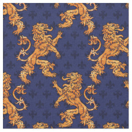 Mittelalterliche Goldlöwe-Blau-Lilie Stoff