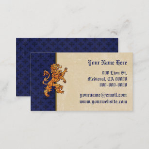 Mittelalterliche Goldlöwe-Blau-Lilie Visitenkarte