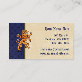 Mittelalterliche Goldlöwe-Blau-Lilie Visitenkarte