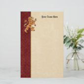 Mittelalterliche Goldlöwe-Rot-Lilie Briefpapier (Stehend Vorderseite)