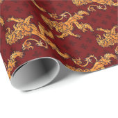 Mittelalterliche Goldlöwe-Rot-Lilie Geschenkpapier (Rolleneckpunkt)
